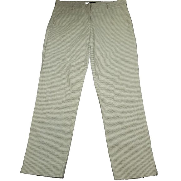 Theory Seersucker High Waist Wide Leg‎ Trousers Blue Lightweight Summer Comfort - Picture 1 of 10
